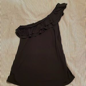 One shoulder black tank top